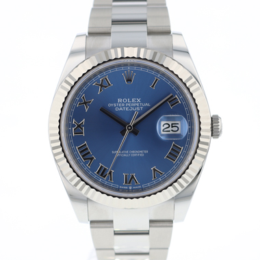 Rolex - Datejust 41 Fluted Oyster Azzuro Blue Roman Dial NEW 2025