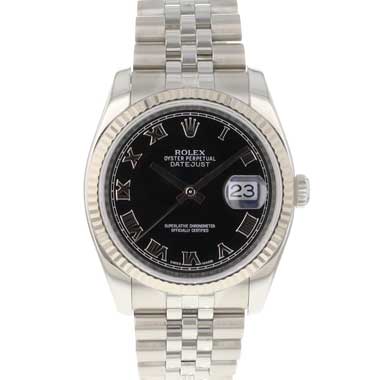 Rolex - Datejust 36 Jubilee Fluted Black Roman Dial